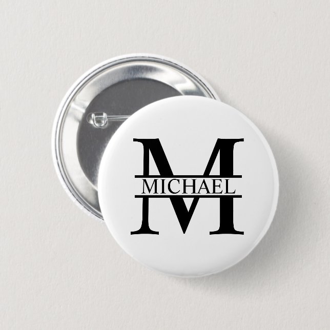 Personalised Monogram and Name 6 Cm Round Badge (Front & Back)