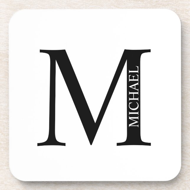 Personalised Monogram and Name Beverage Coaster (Front)