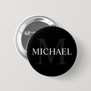 Personalised Monogram and Name Black 6 Cm Round Badge