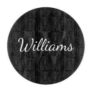 Personalised Monogram and Name Black Cutting Board