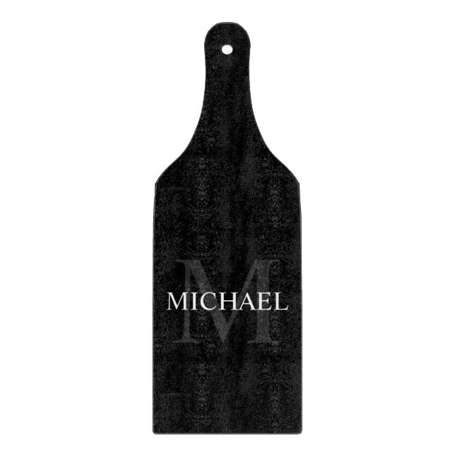 Personalised Monogram and Name Black Cutting Board (Front)