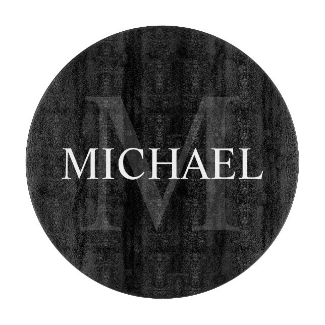 Personalised Monogram and Name Black Cutting Board (Front)