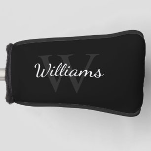 Personalised Monogram and Name Black Golf Head Cover