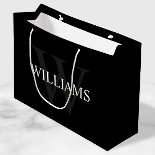 Personalised Monogram and Name Black Large Gift Bag