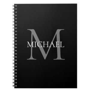 Personalised Monogram and Name Black Notebook