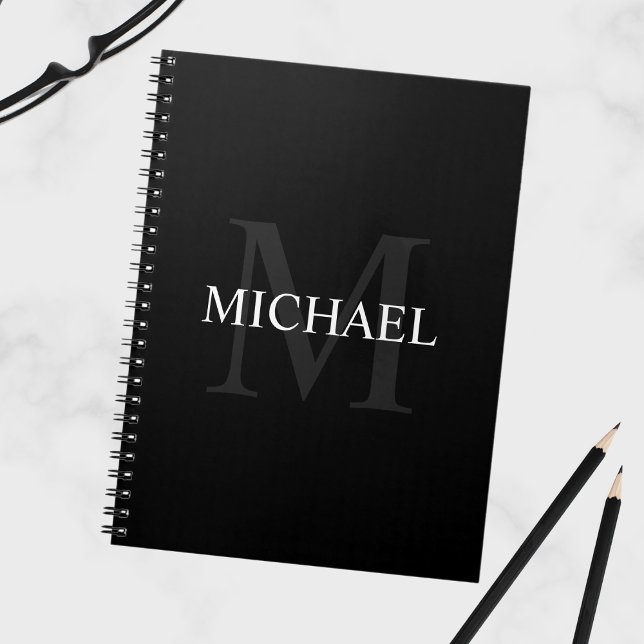 Personalised Monogram and Name Black Notebook (Creator Uploaded)