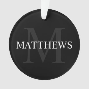Personalised Monogram and Name Black Ornament