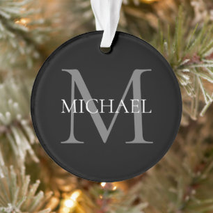 Personalised Monogram and Name Black Ornament