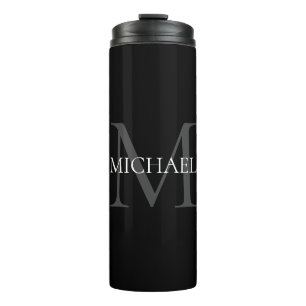 Personalised Monogram and Name Black Thermal Tumbler