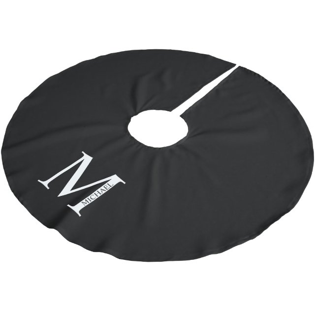 Personalised Monogram and Name Brushed Polyester Tree Skirt (Angled)