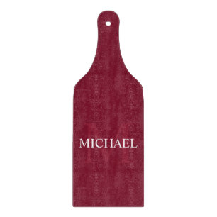Personalised Monogram and Name Burgundy Red Cutting Board
