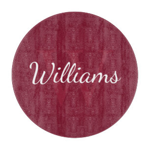 Personalised Monogram and Name Burgundy Red Cutting Board