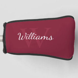 Personalised Monogram and Name Burgundy Red Golf Head Cover