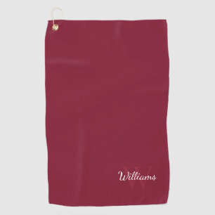 Personalised Monogram and Name Burgundy Red Golf Towel