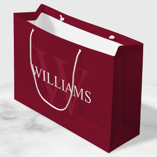 Personalised Monogram and Name Burgundy Red Large Gift Bag