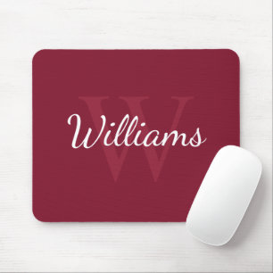 Personalised Monogram and Name Burgundy Red Mouse Mat