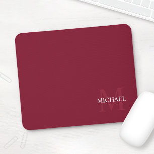 Personalised Monogram and Name Burgundy Red Mouse Mat