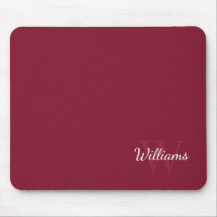 Personalised Monogram and Name Burgundy Red Mouse Mat