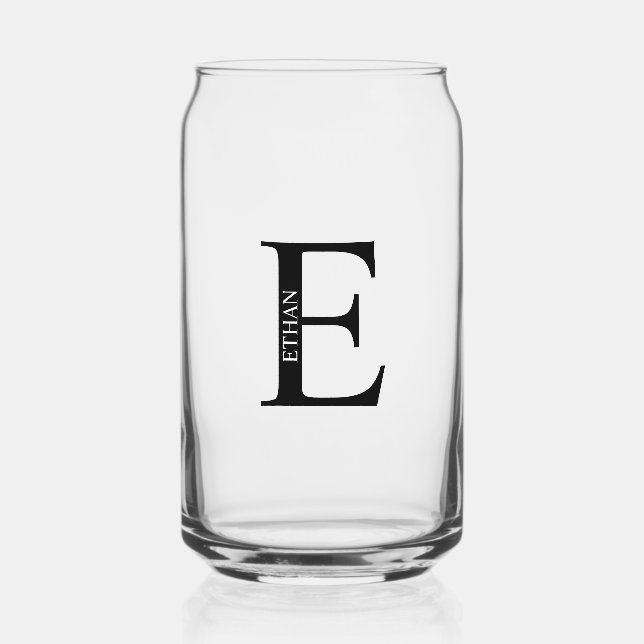 Personalised Monogram and Name Can Glass (Front)