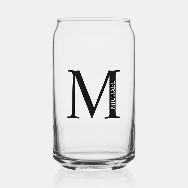 Personalised Monogram and Name Can Glass (Front)