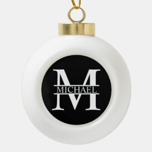 Personalised Monogram and Name Ceramic Ball Christmas Ornament