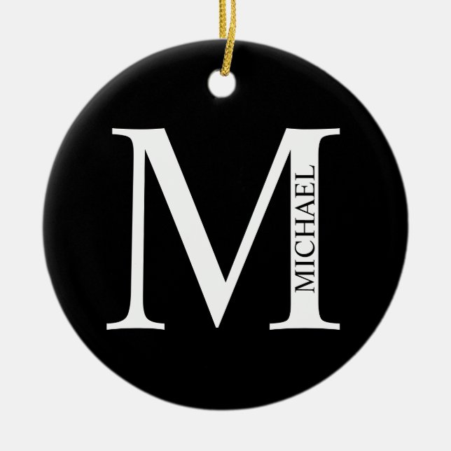 Personalised Monogram and Name Ceramic Ornament (Front)