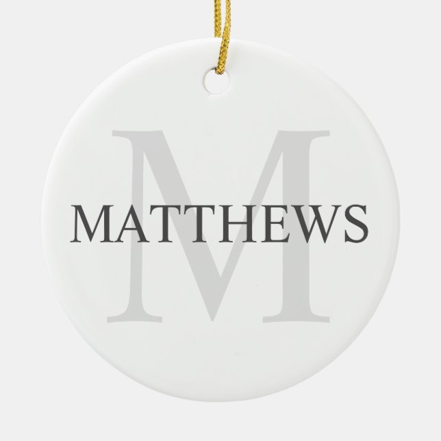 Personalised Monogram and Name Ceramic Tree Decoration (Front)