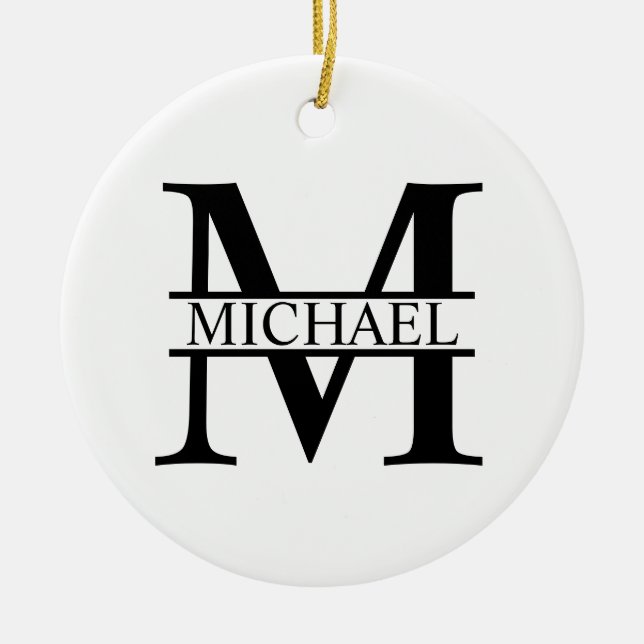 Personalised Monogram and Name Ceramic Tree Decoration (Front)