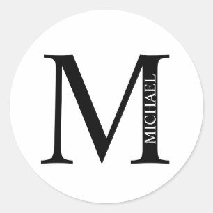 Personalised Monogram and Name Classic Round Stick Classic Round Sticker