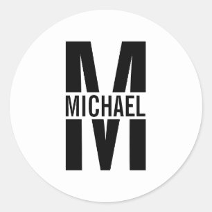 Personalised Monogram and Name Classic Round Stick Sticker