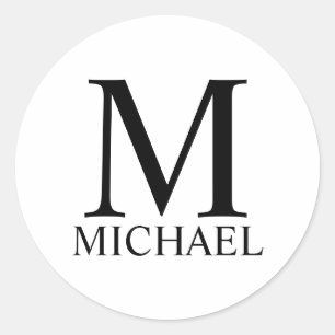 Personalised Monogram and Name Classic Round Stick Sticker