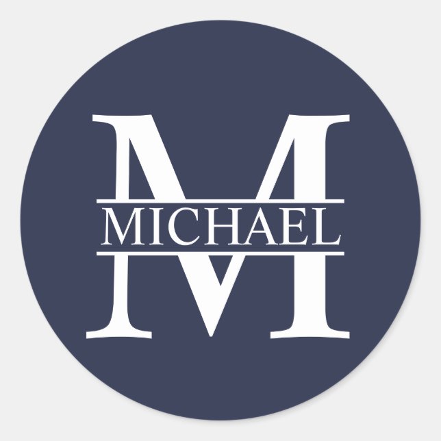 Personalised Monogram and Name Classic Round Sticker (Front)