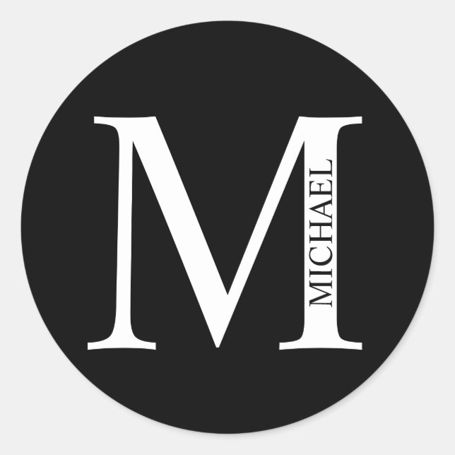 Personalised Monogram and Name Classic Round Sticker (Front)