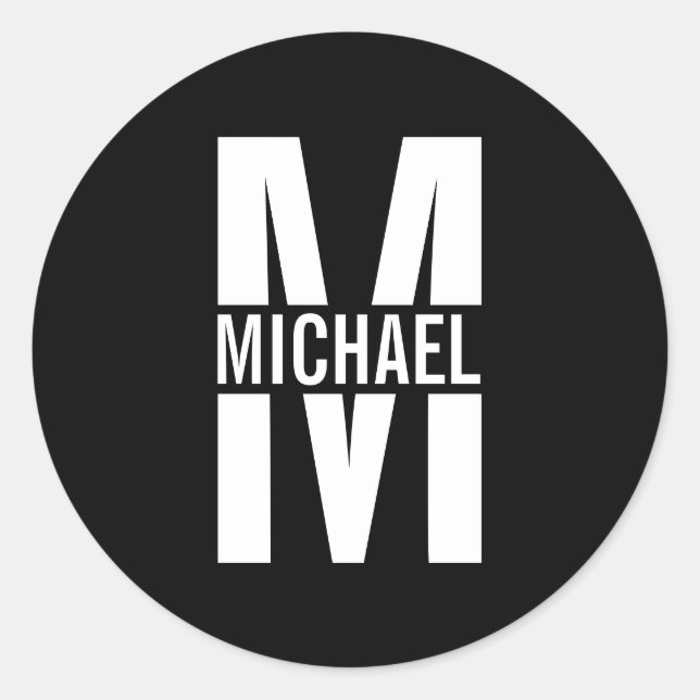 Personalised Monogram and Name Classic Round Sticker (Front)