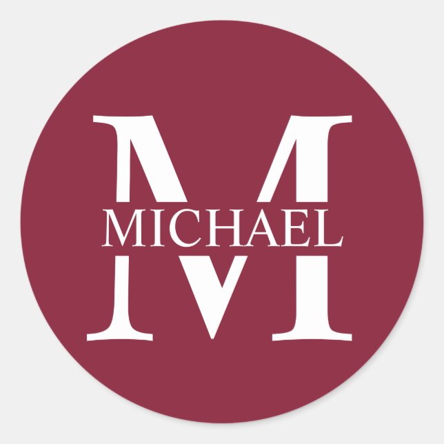 Personalised Monogram and Name Classic Round Sticker (Front)
