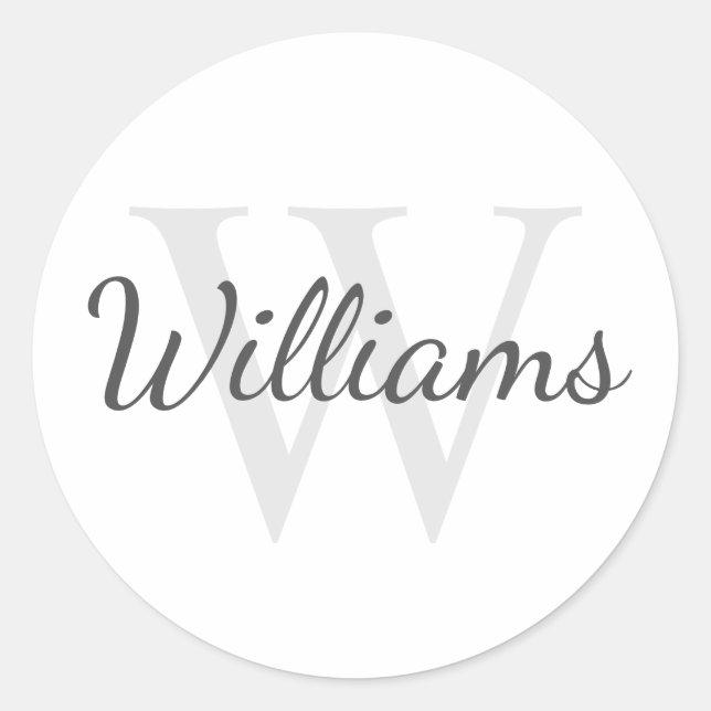 Personalised Monogram and Name Classic Round Sticker (Front)