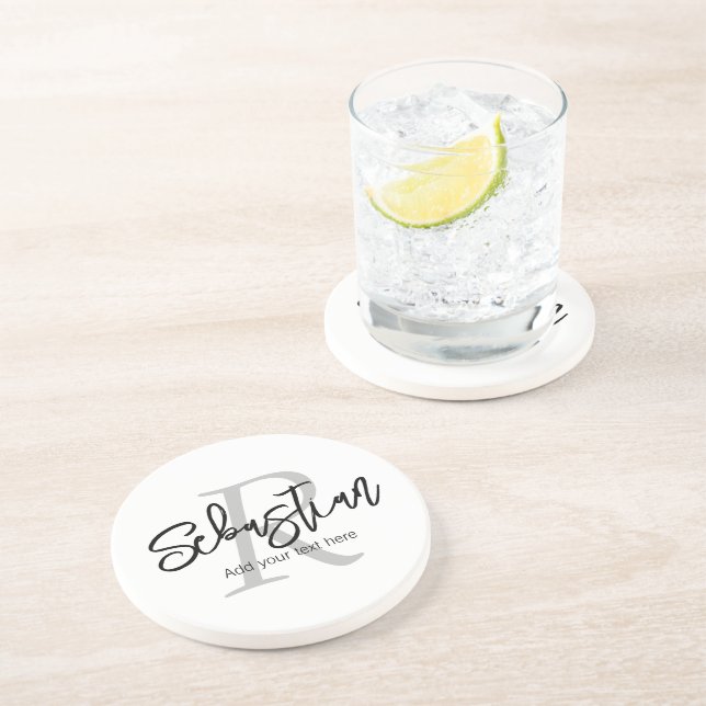 Personalised Monogram and Name  Coaster (Side)