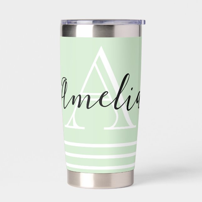 Personalised monogram and name custom colour insulated tumbler (Left)