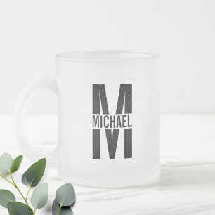 Personalised Monogram and Name Frosted Glass Coffe Coffee Mug