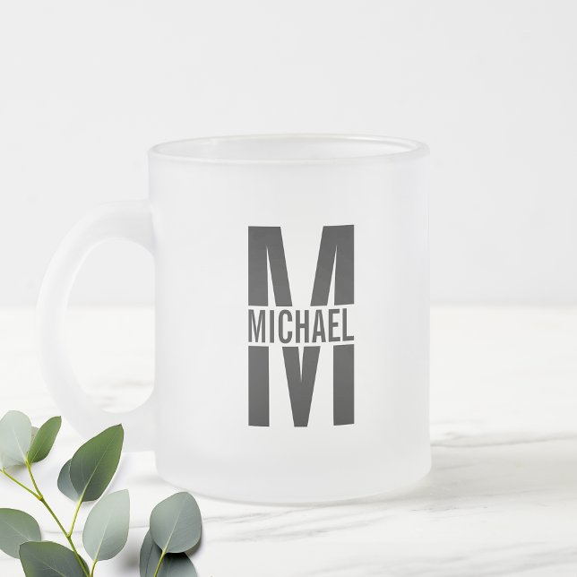 Personalised Monogram and Name Frosted Glass Coffe Coffee Mug (Creator Uploaded)