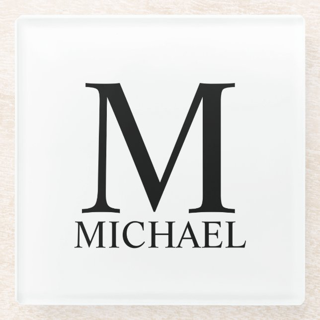 Personalised Monogram and Name Glass Coaster (Front)