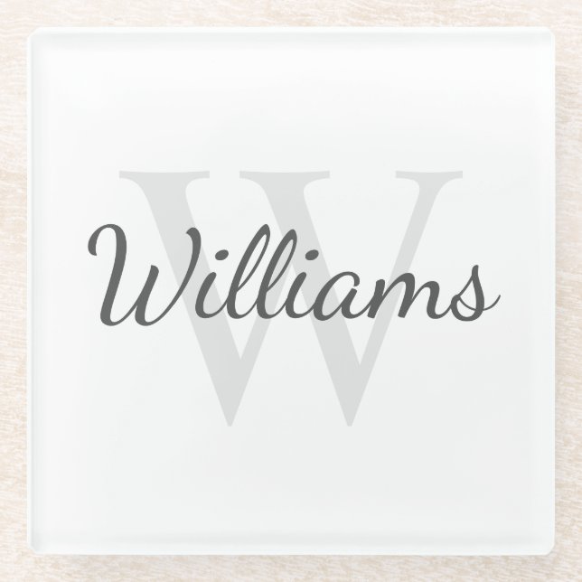 Personalised Monogram and Name Glass Coaster (Front)