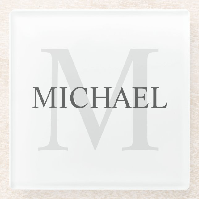 Personalised Monogram and Name Glass Coaster (Front)