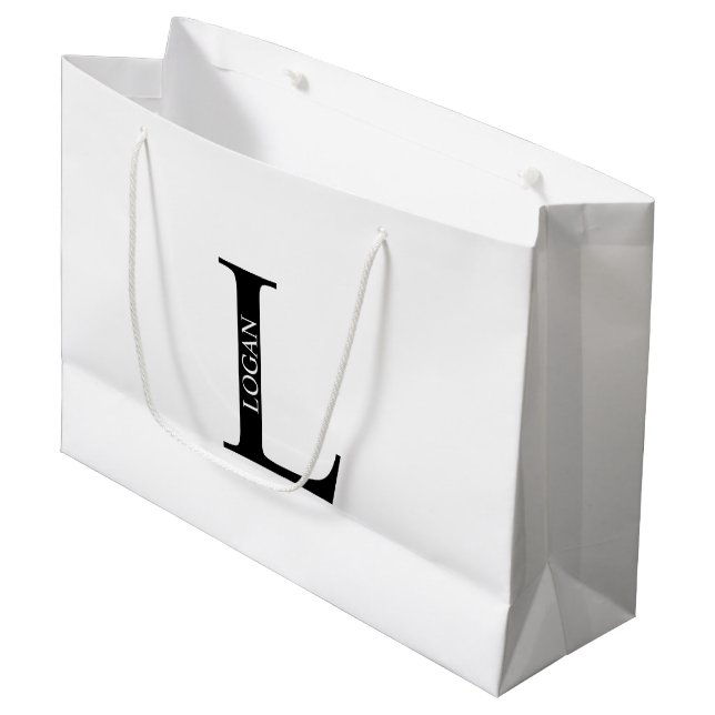 Personalised Monogram and Name Large Gift Bag (Front Angled)