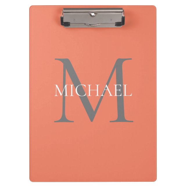 Personalised Monogram and Name Light Pink Clipboard (Front)