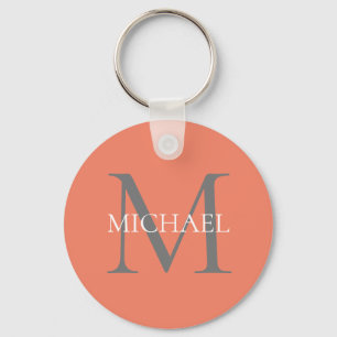 Personalised Monogram and Name Light Pink Key Ring