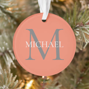 Personalised Monogram and Name Light Pink Ornament