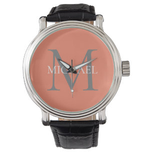 Personalised Monogram and Name Light Pink Watch