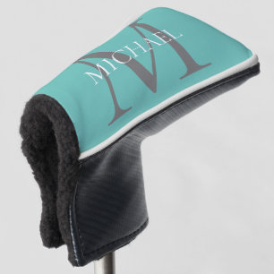 Personalised Monogram and Name Light Teal Golf Head Cover