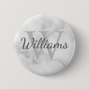 Personalised Monogram and Name Marble Look 6 Cm Round Badge